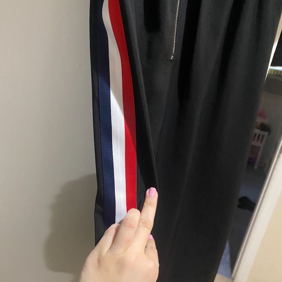 zip front black stripe midi dress - Picture 5 of 5